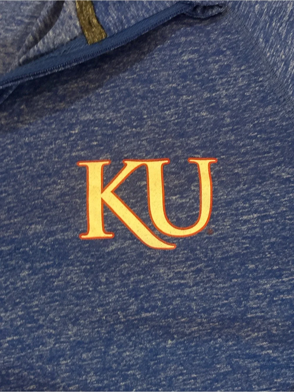 adidas Blue KU Heathered Quarter-Zip Pullover